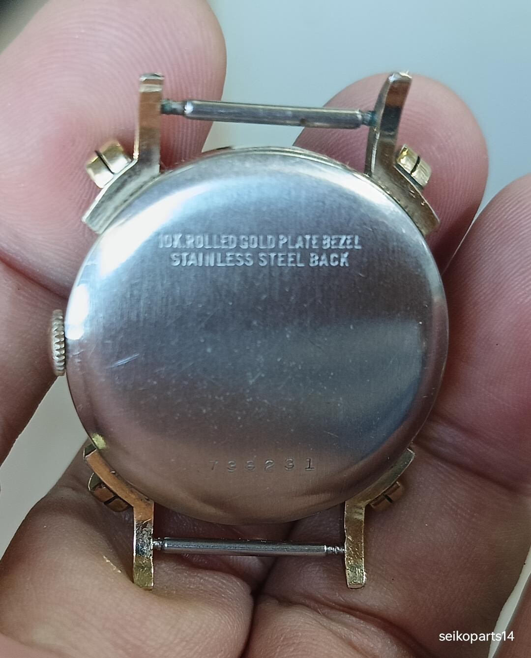 ORIGINAL BENRUS BB 4 ANTIQUE 1950s 10K ROLLED GOLD PLATE PARTS REPAIR ETA 900