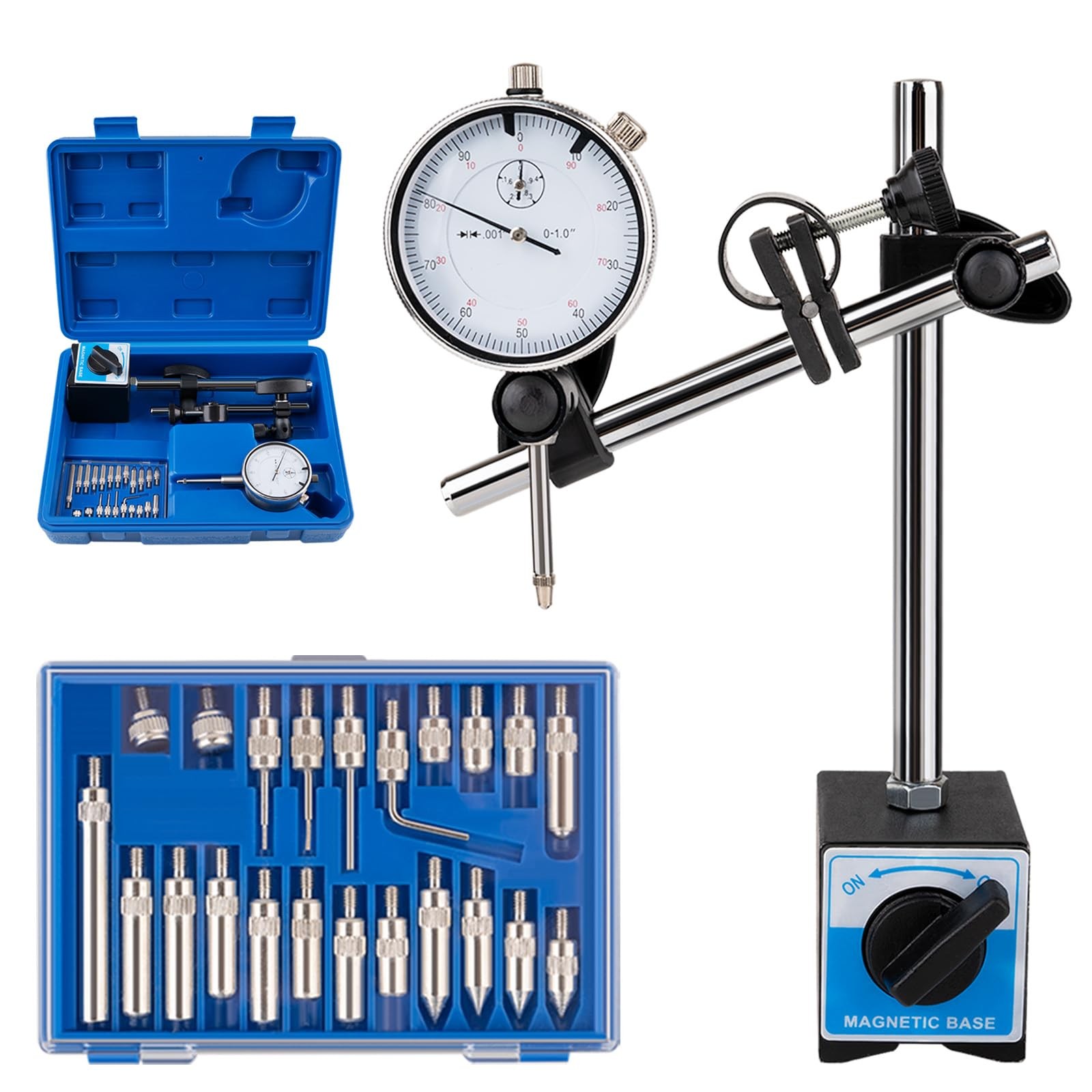 Rpeconu Dial Indicator with Magnetic Base, 0-1″×0.001″ Precision Test…