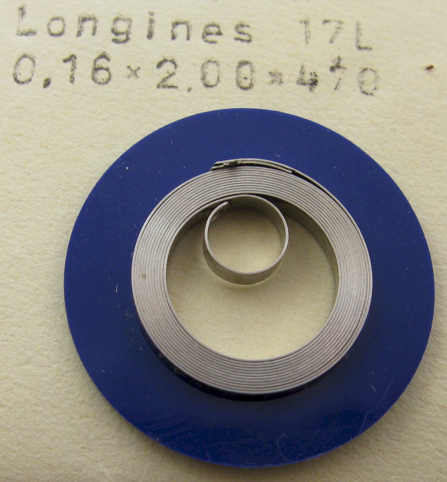 Longines pocket Watch 17L mainspring #770 with T-end * white alloy *
