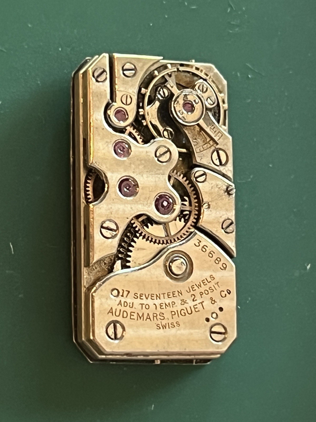 GOOD BALANCE Antique Audemars Piguet Ladies Watch Movement, Rectangular 17j