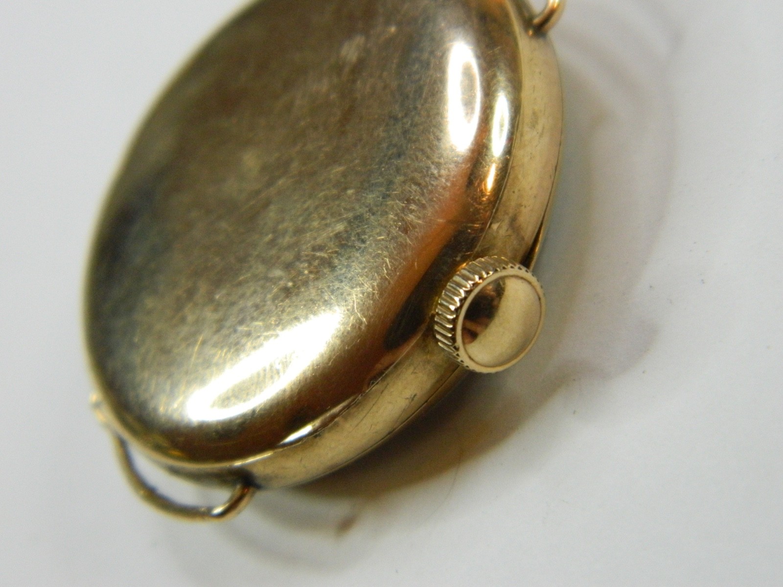 1908 PRE-WW1 ELGIN 0S 10K GOLD FILLED WIRE LUGS TRENCH WATCH – FINE CASE -REPAIR