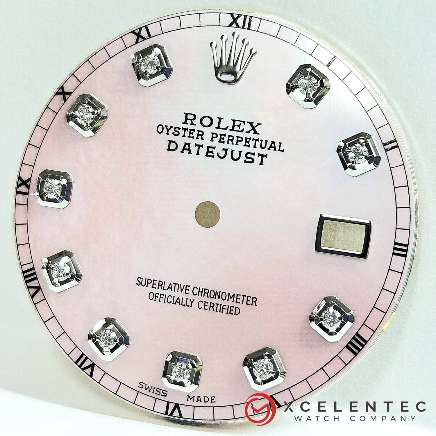 Rolex Datejust 36mm Custom Pink MOP Diamond Dial Roman Track for Ref. 1601 16014
