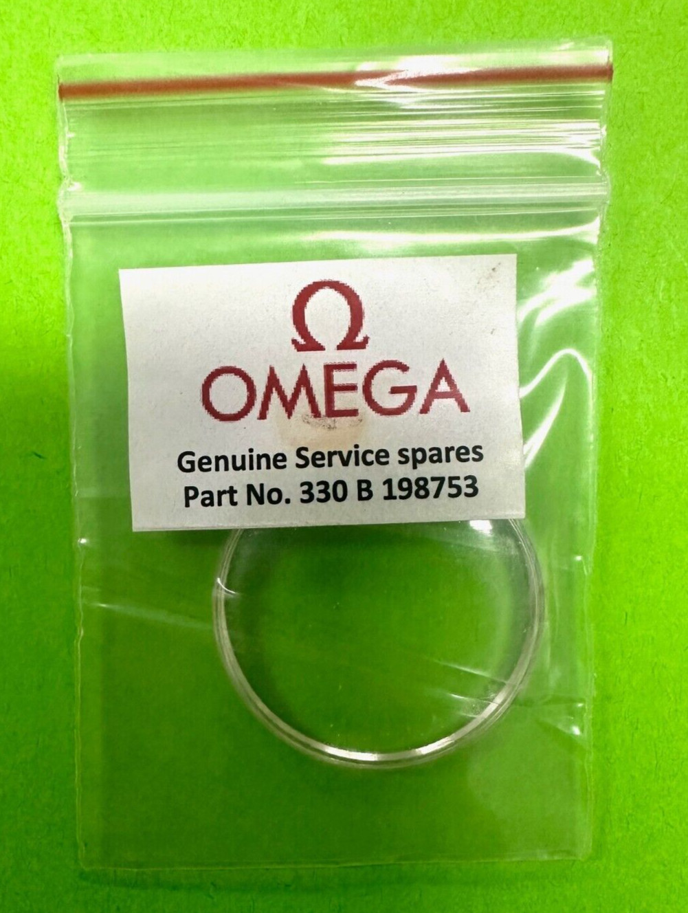 Omega 330 B 198753 Plastic Glass with Silver Tention Ring Genuine Swiss New