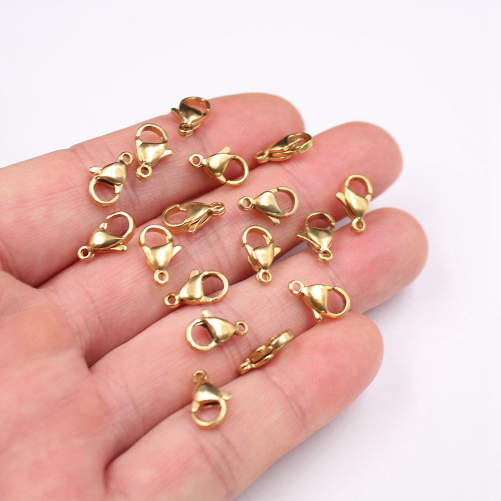 HOT Polished Stainless Steel Lobster Clasps Trigger Claw Fastening gold tone