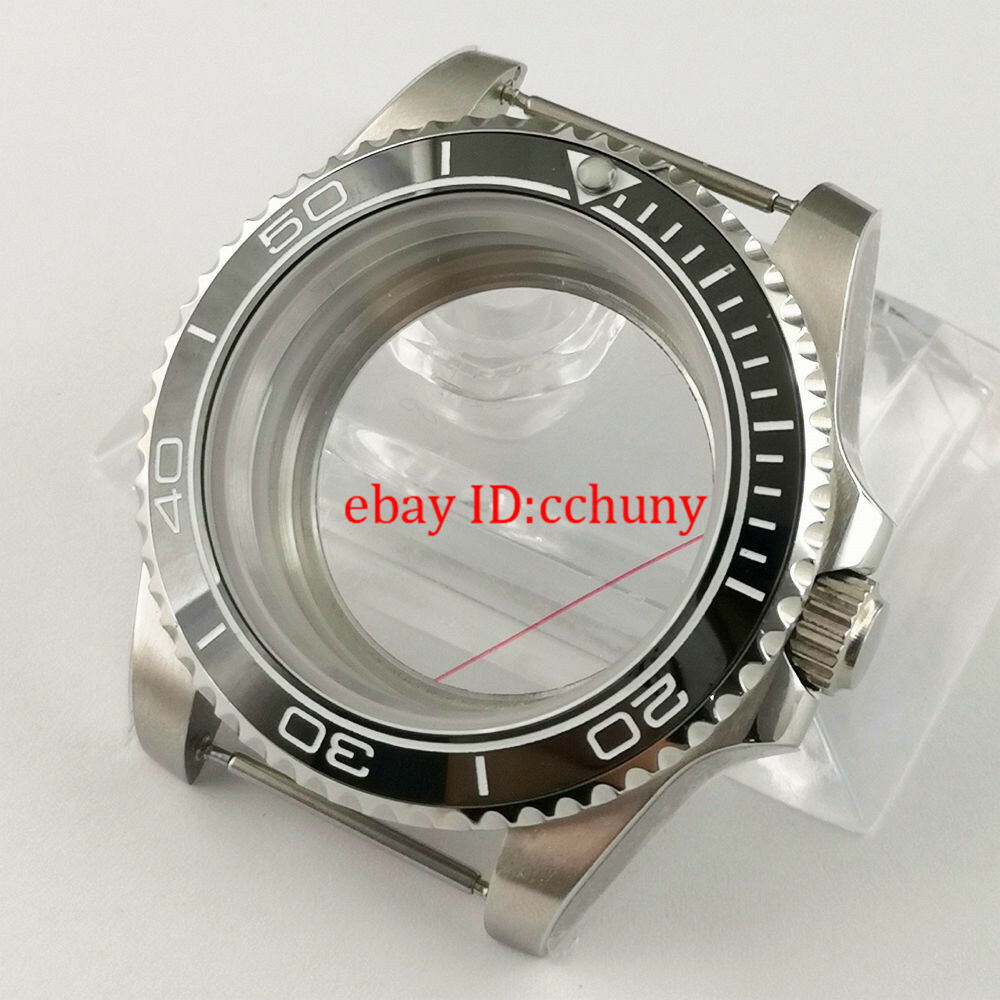 40mm Watch Case Black Ceramic Bezel Glass Back Fit NH35 NH36 NH35A Movement