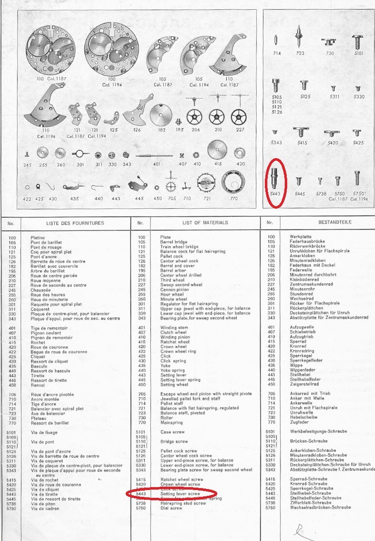 AS1194 Setting Lever SCREW, Detent Screw #5443 **144* Pieces One low Price.