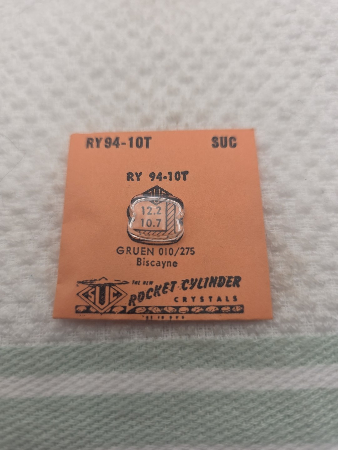 SUC Rocket Cylinder Watch Crystal RY94-10T Gruen 010/275 Biscayne CF311-16H