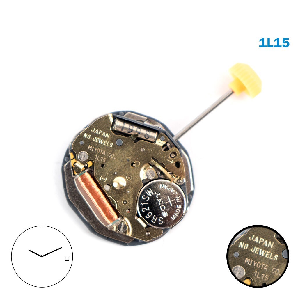MIYOTA 1L15 JAPANESE MOVEMENT , 2 HANDS , WHITE DATE DISK ON 3.