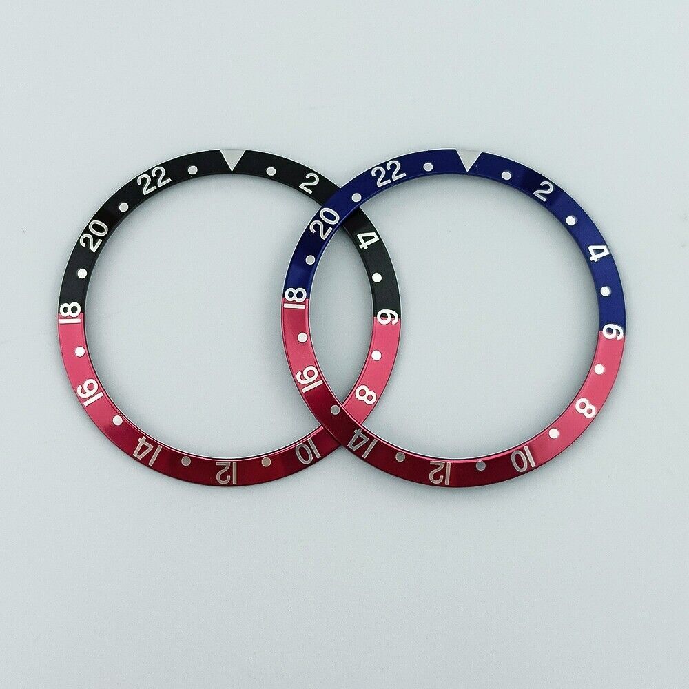 36.5*30.8mm Vintage Aluminum Alloy Slope Green Luminous Colorful Watch Bezel