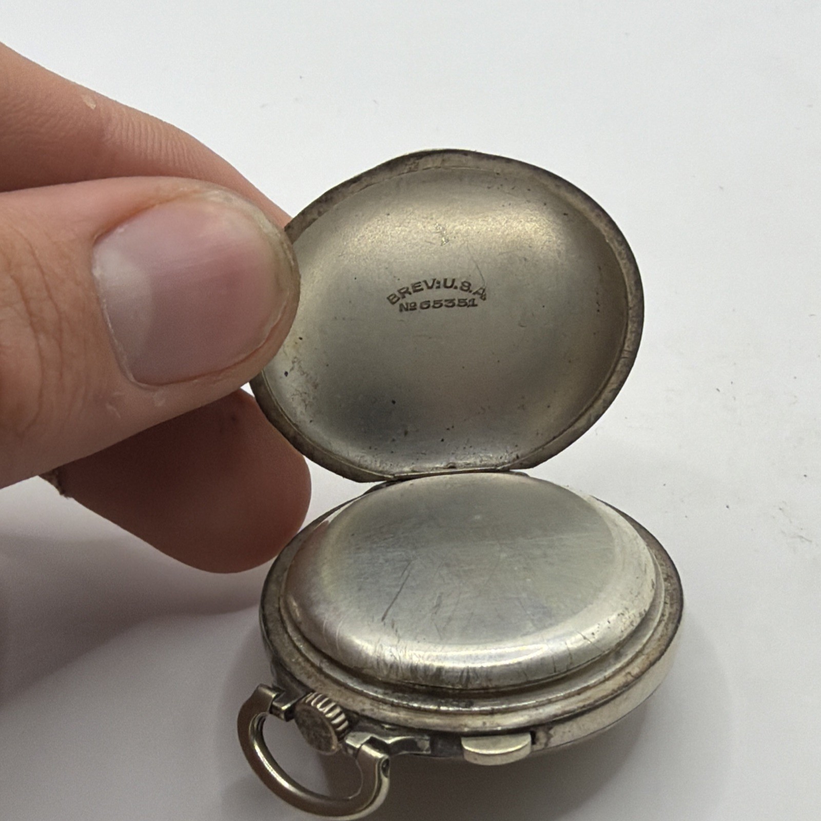 Antique Brevet USA Military Golf Ball Trench Pocket Watch Running 15 Jewels