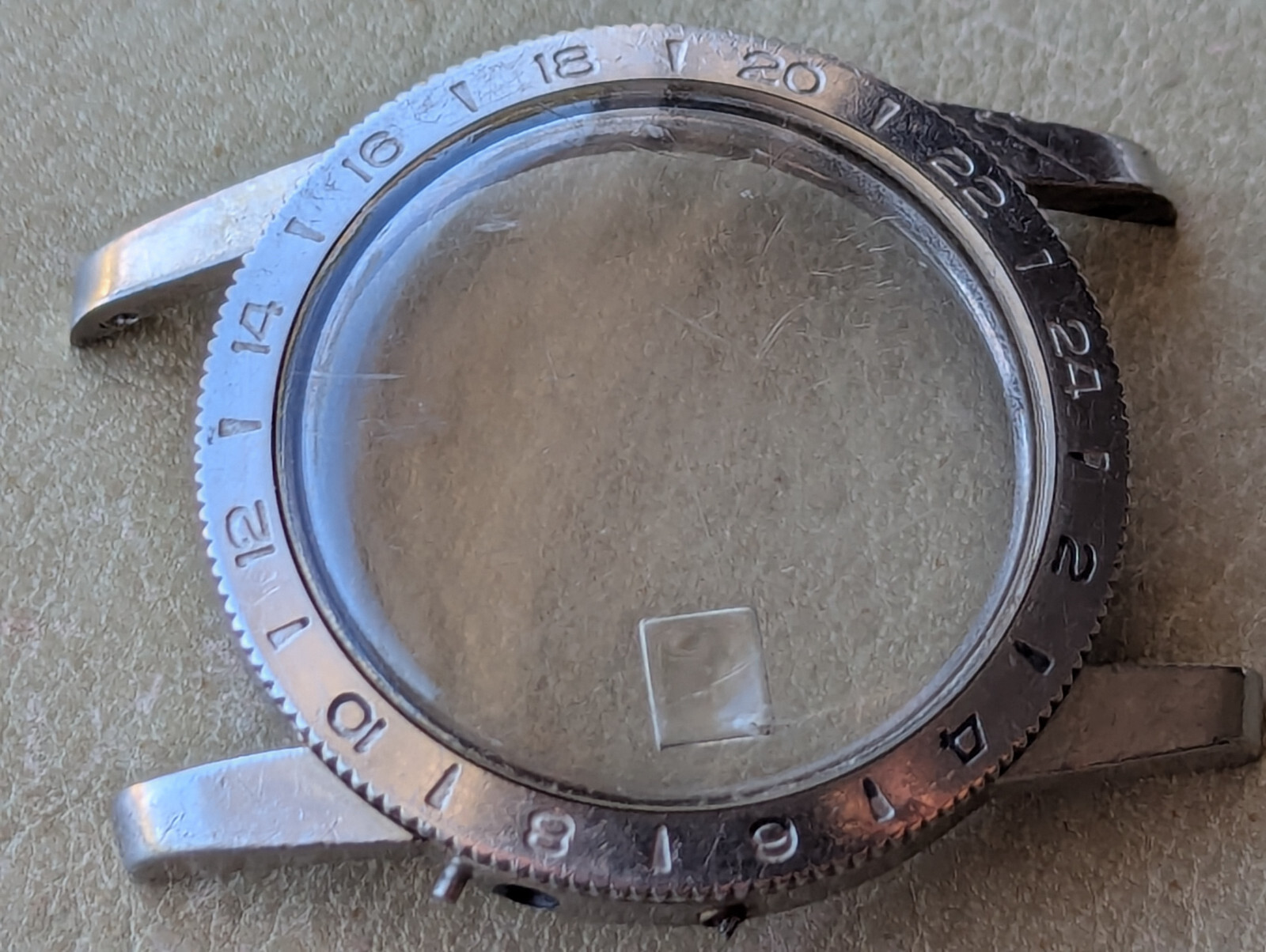 Genuine Vintage 1960’s Glycine Airman Pilot’s Watch BEZEL/MID-CASE/CRYSTAL ONLY