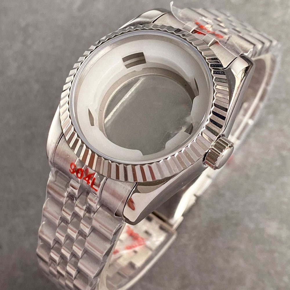 31mm Jubilee Watch Case Fit NH05A Auto Movement Fluted Bezel Sapphire Glass