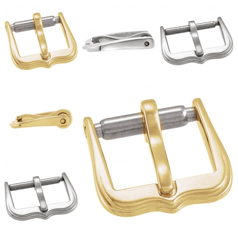 14K 18K Solid Yellow/White Gold or Silver Designer Wingtip Watch Buckle 10-16mm