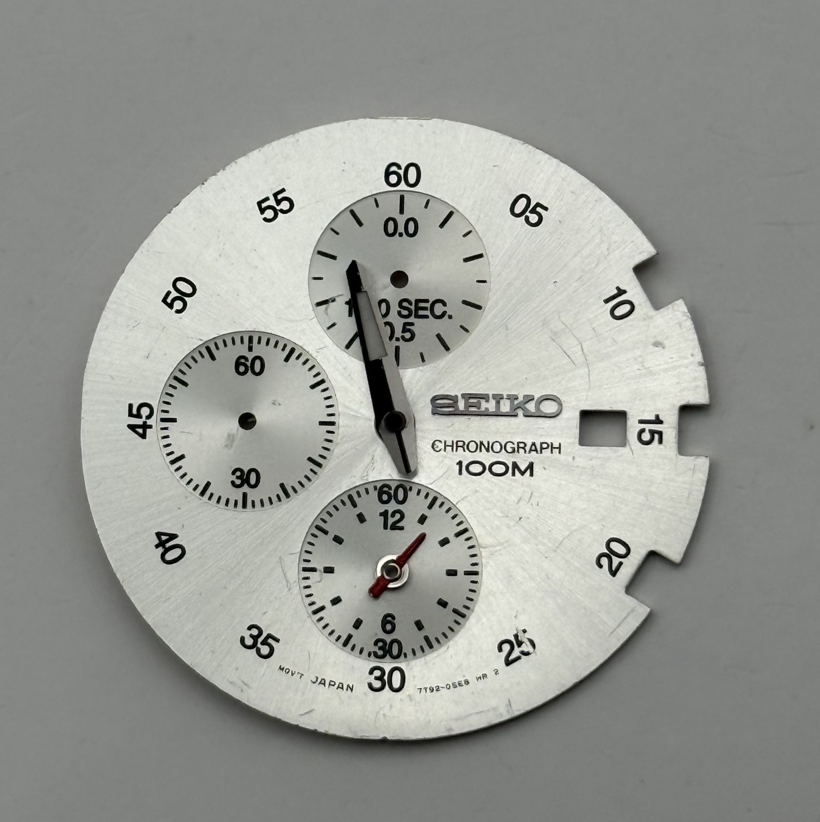 Seiko 7T92-0SE8 Watch Dial Chronograph 100M Silver Japan Spare Parts Repair 31mm