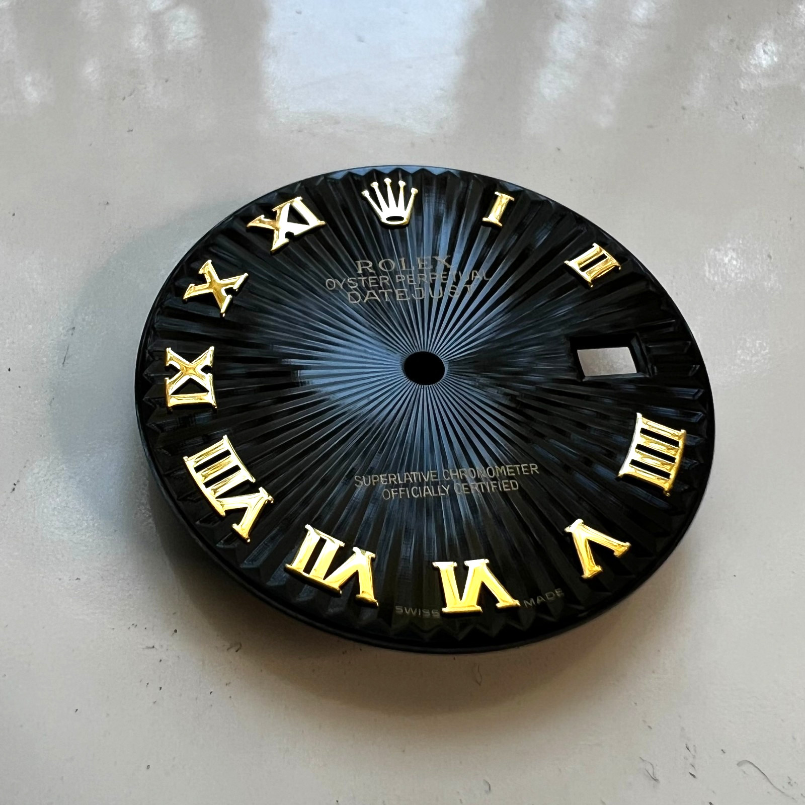 Genuine Rolex Datejust 36 Black Sunray Dial with Yellow Gold Roman Numbers
