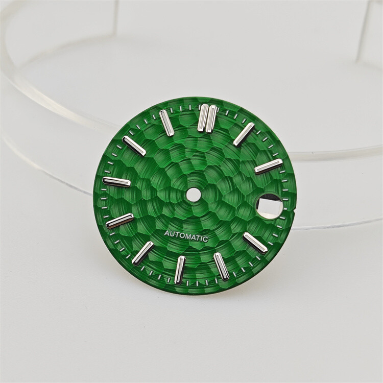 28.5mm NH35 Dial Rose/gold/silver Studded Green Luminous for NH35/NH36 Movements