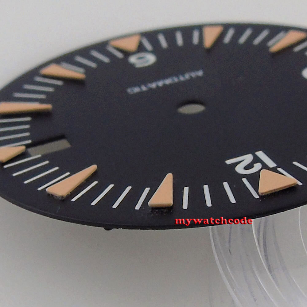 32mm Black Dial Luminous Mark Fit Vintage Japan NH35 NH36 Movement Watch