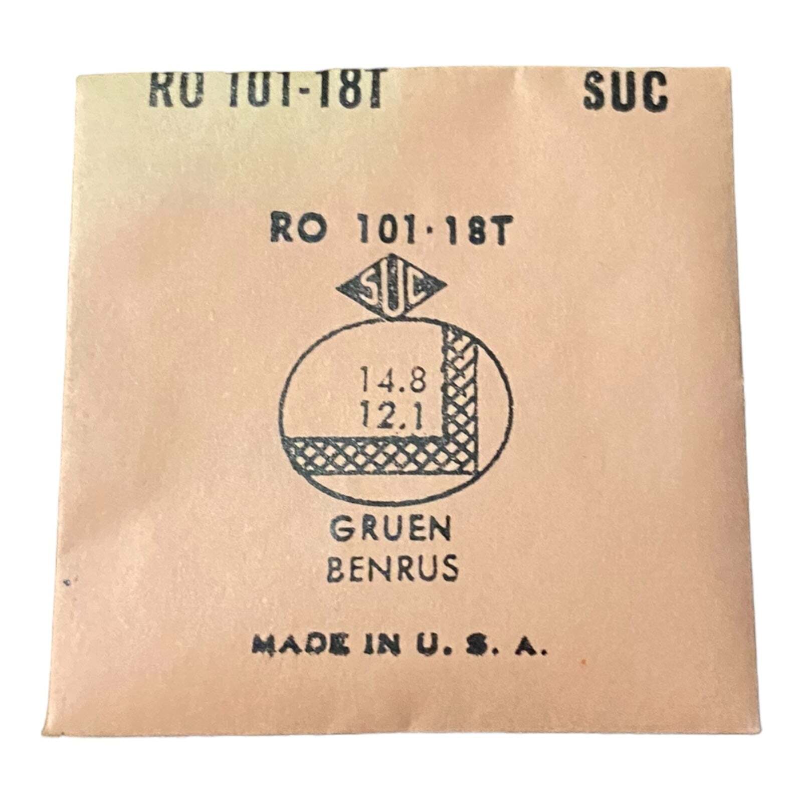 SUC RO101-18T RO 101-18T Watch Crystal 14.8×12.1 NOS Part Rocket Cylinder Gruen