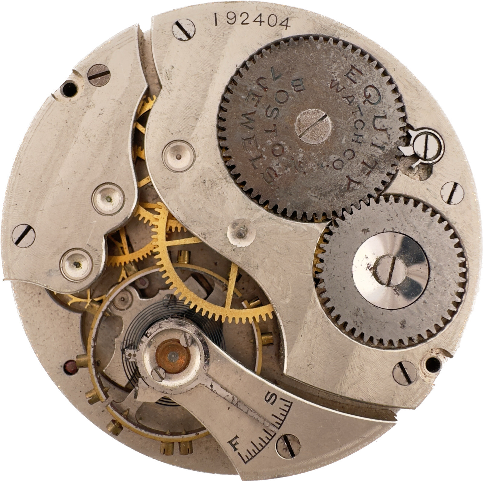 Antique 16 Size Equity Boston Mechanical Pocket Watch Movement USA for Parts