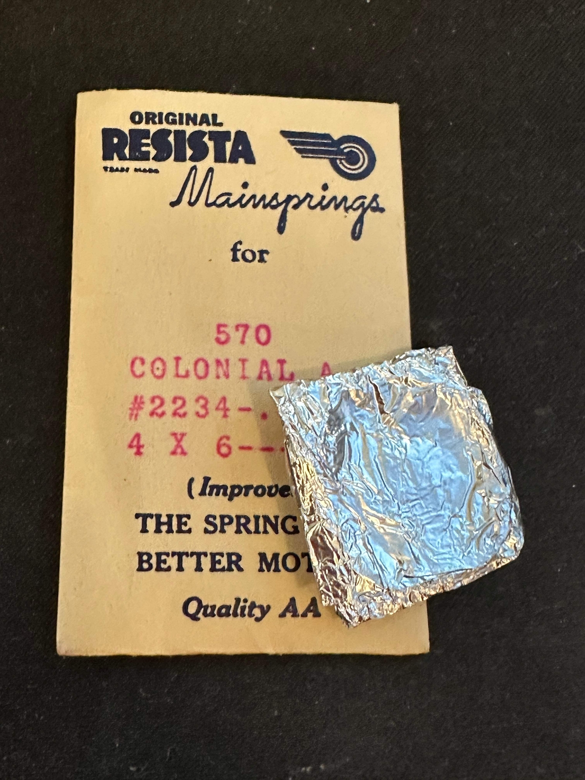 Resista Mainspring #570 for Waltham Colonial A Factory No. 2234 – Steel