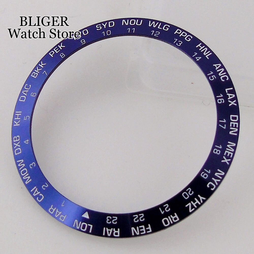 38mm*30.6mm Slope Watch Bezel Insert for 40mm NH35 NH36 NH34 Mens Watch Blue Red