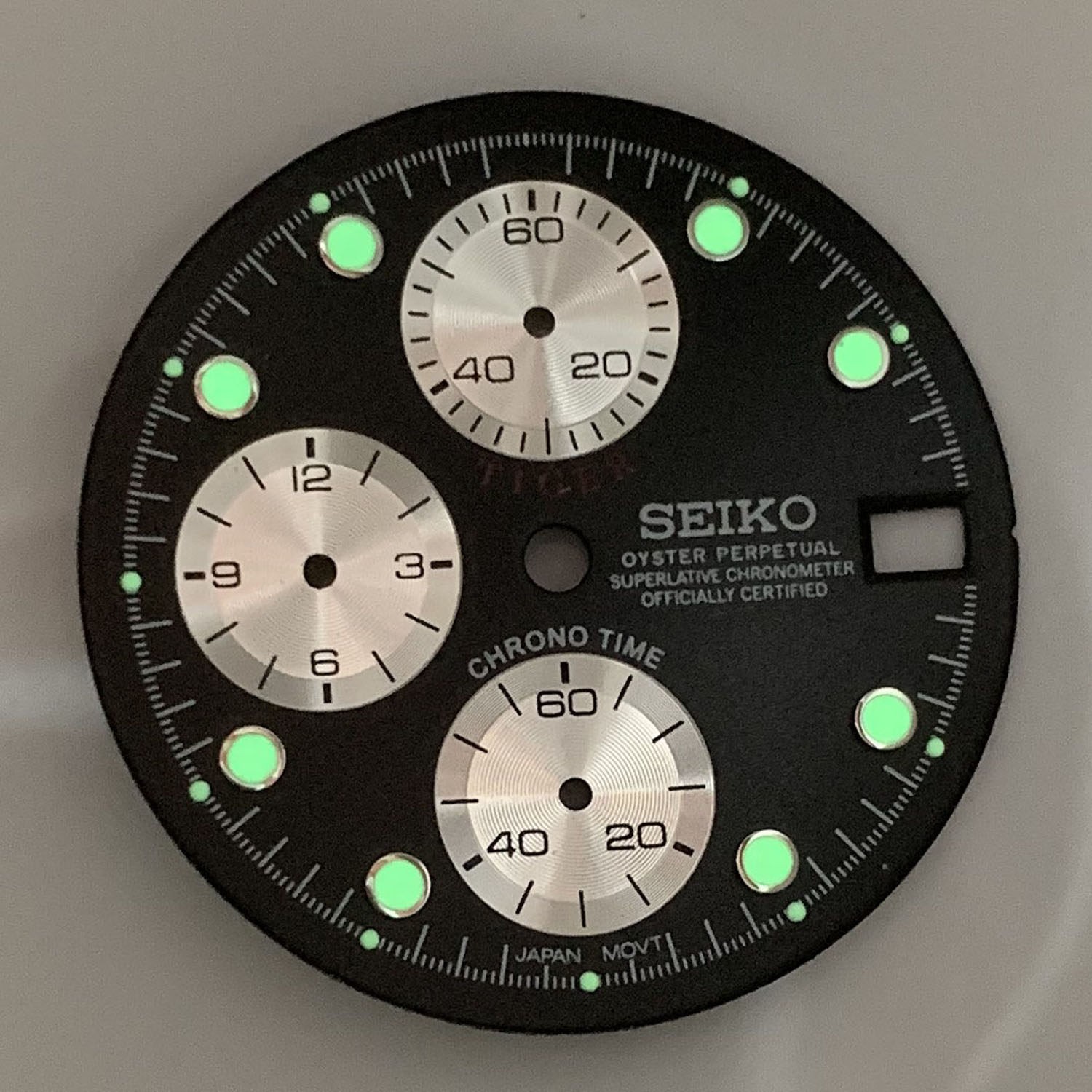 29.8mm Sun Pattern Watch Dial Green Luminous For VK67 Movement Watch Parts