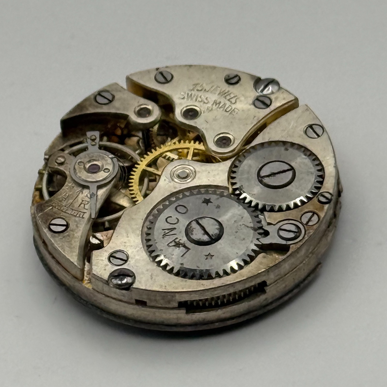 Lanco Watch Movement 15 Jewels Swiss Manual Wind Vintage Parts Repair 23.6mm