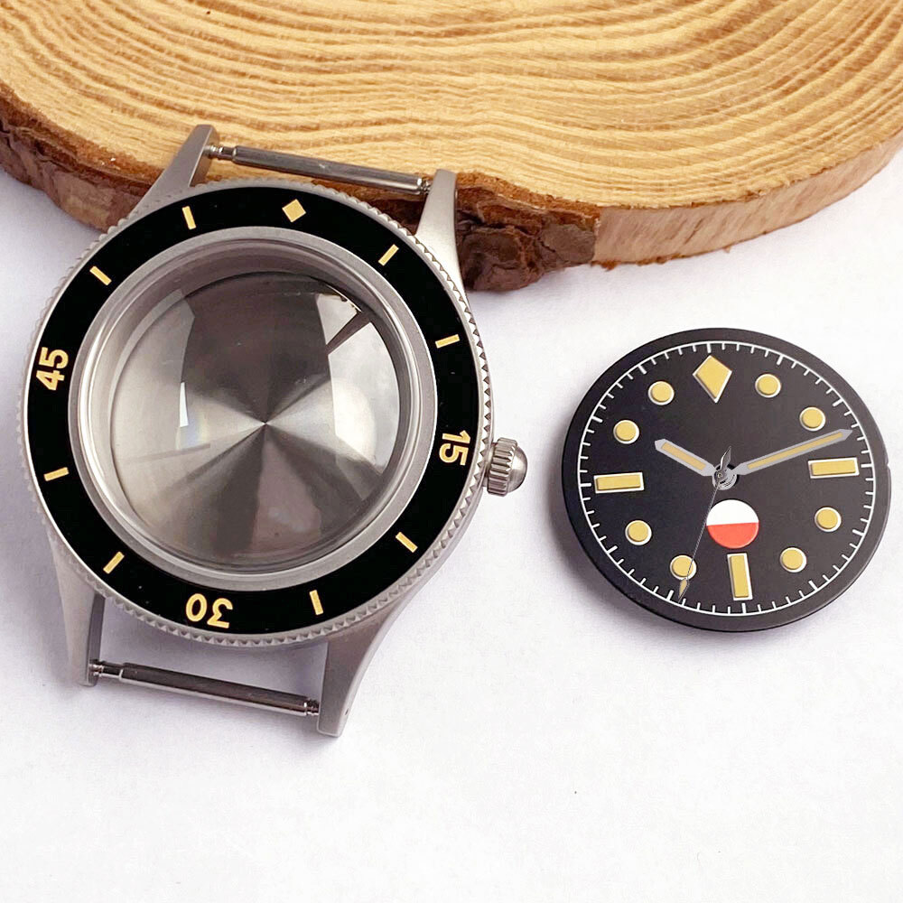 Vintage For 50-Fathoms 200M Dive Watch Case Dial Fit NH35A PT5000 Domed Sapphire