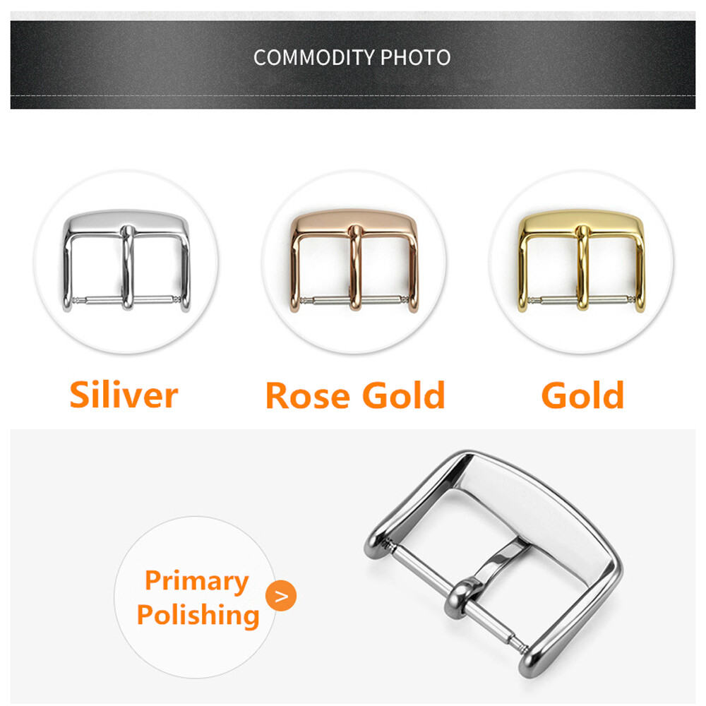 2 Pairs 304 Stainless Steel Watch Pin Buckle Wristwatch Buckle Watch Clasp 12-22