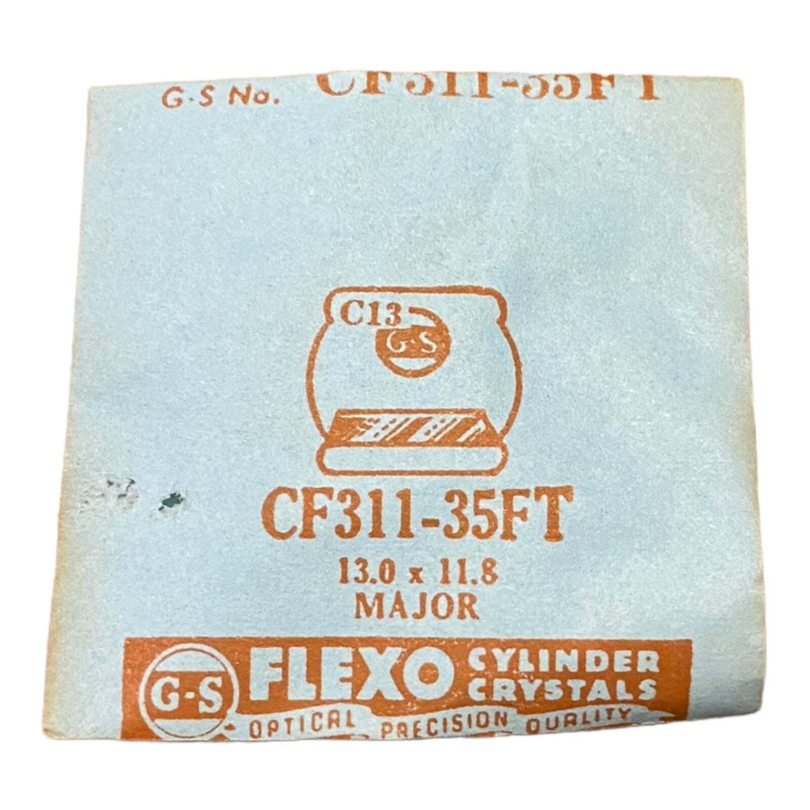 Germanow-Simon Mach (GS) CF311-35FT Watch Crystal 13.0×11.8 NOS Part Flexo Major