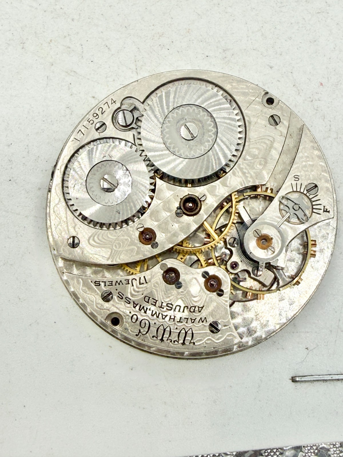 Antique 1908 12s 17j Waltham 203 Pocket Watch Movement