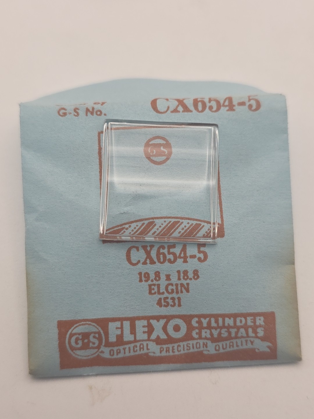 G-S Watch Crystal CX654-5 Elgin 4531 19.8X18.8
