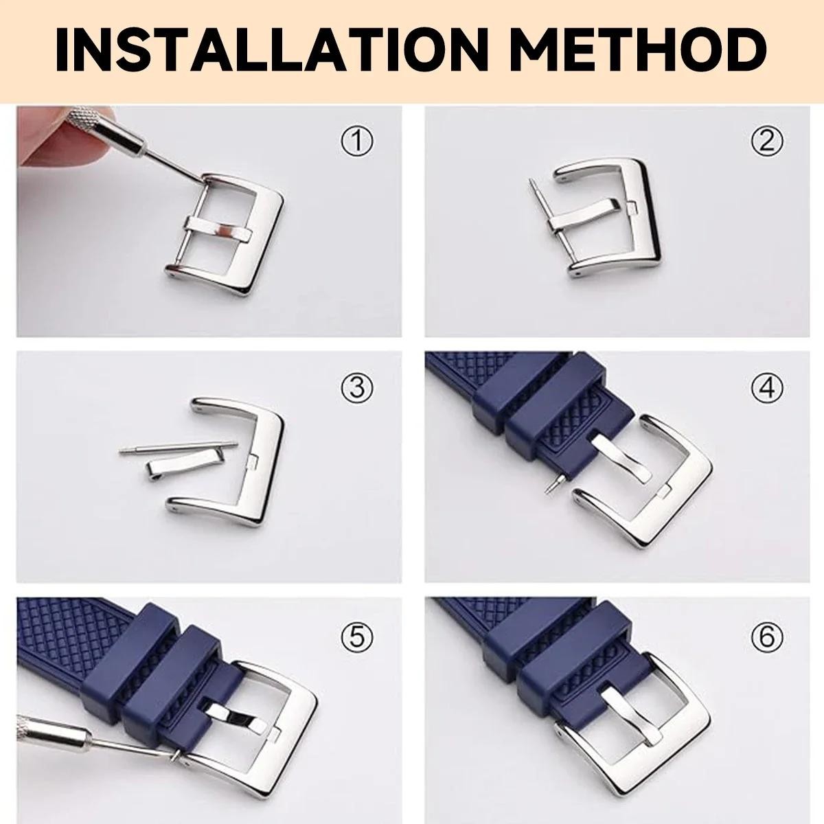 Watch Buckle Pin Clasp Stainless Steel for Leather Band 10mm-24mm Replacement