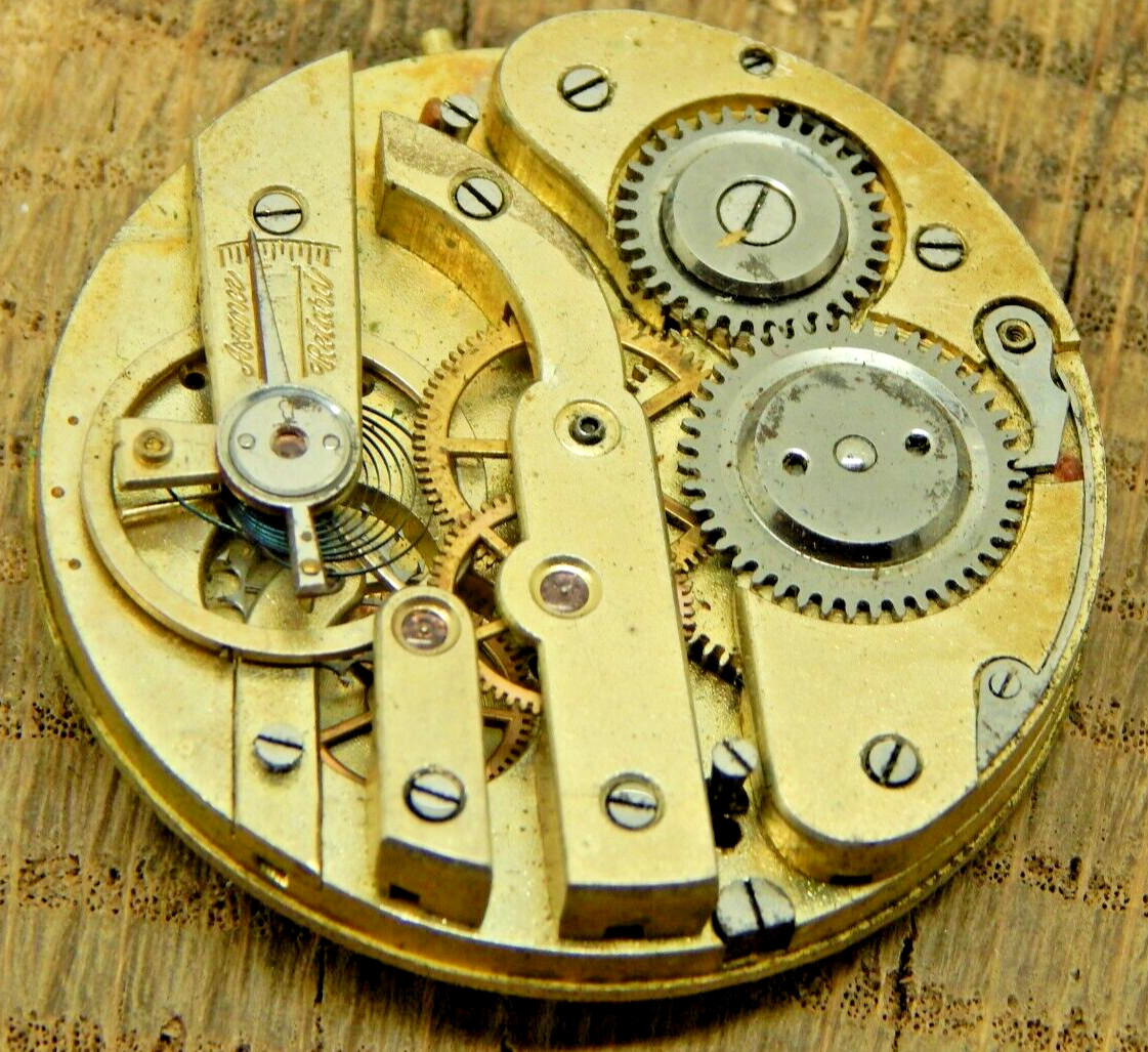 Antique Vintage Pocket watch movement bridge plate gilt finish 39.8mm 18L