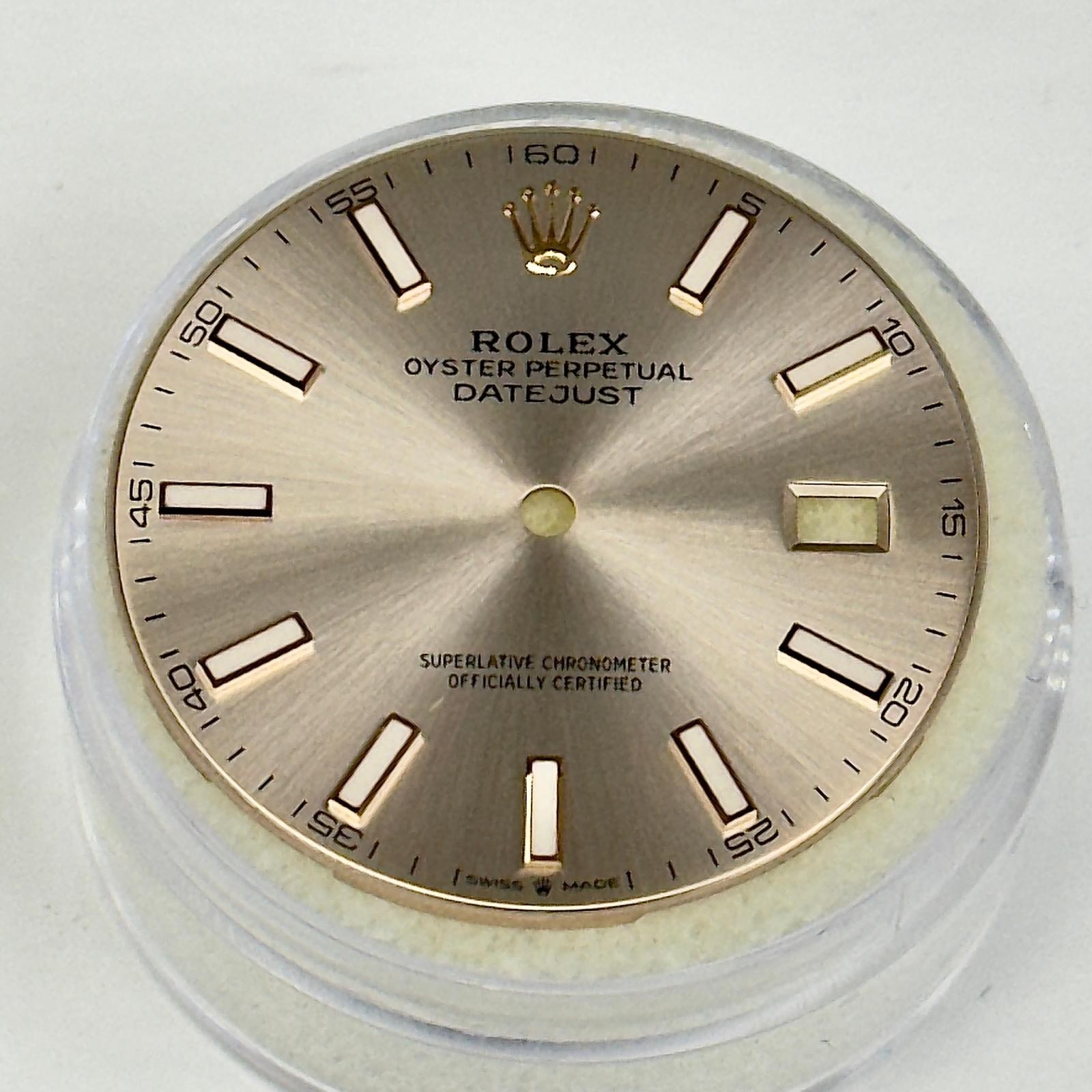ROLEX ORIGINAL DIAL DATE-JUST SUNDUST ROSE-PINK GOLD CROWN FOR MODEL# 126300