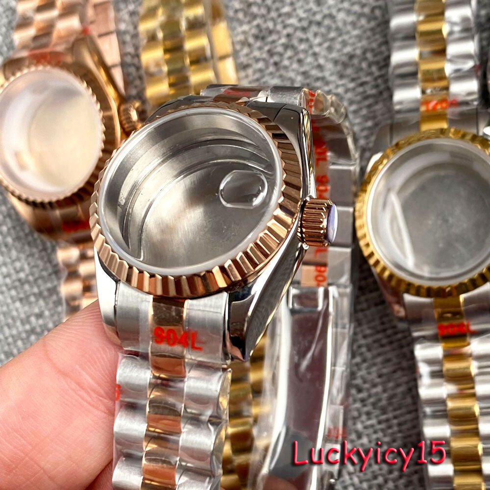 Fit NH05 NH06 26mm Small Watch Case Lady Rose Gold Plated Two Tone Coin Bezel
