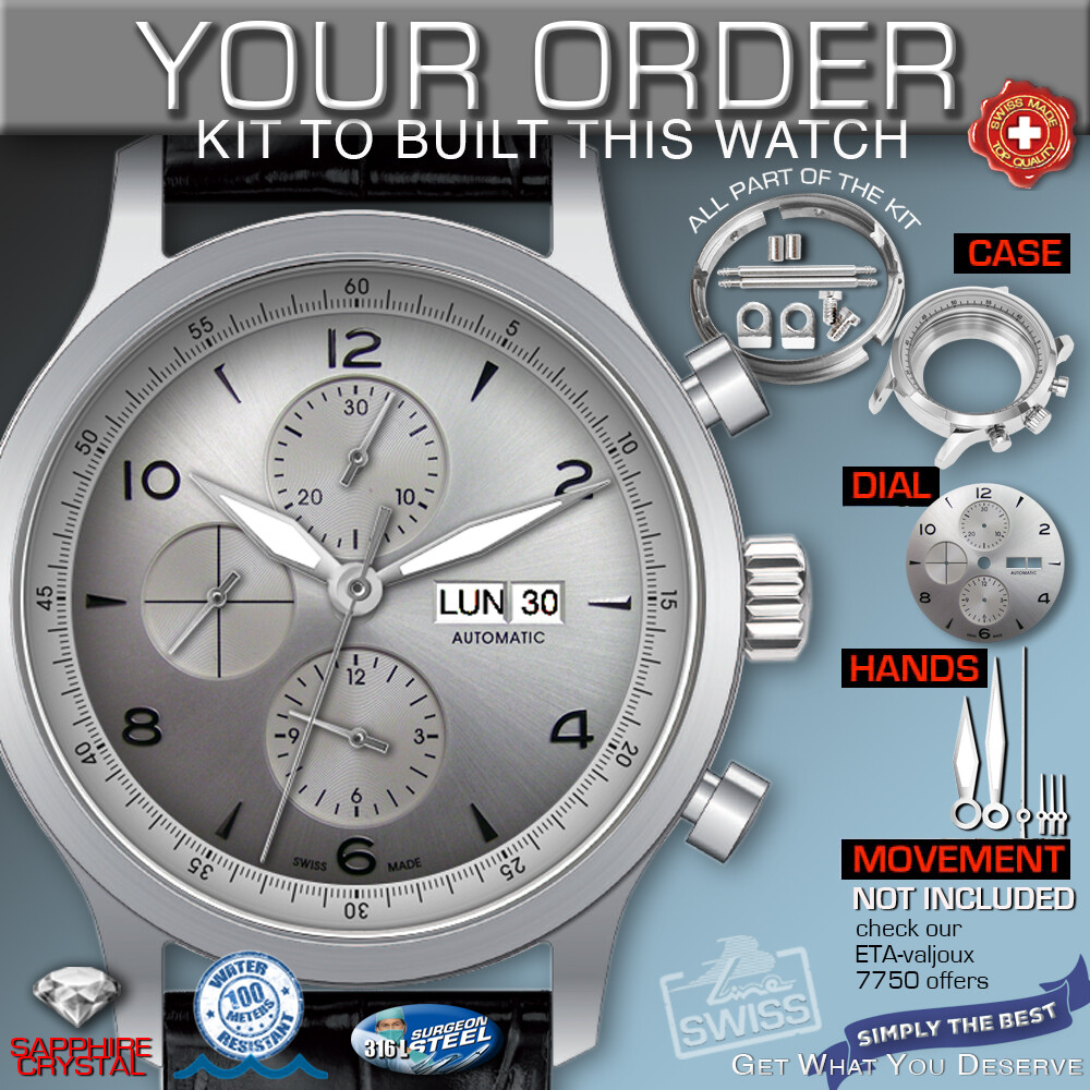 DO IT YOURSELF KIT: 7750 ETA-VALJOUX, CHRONOMATIC 44 MM, KIT: ST-ST CASE