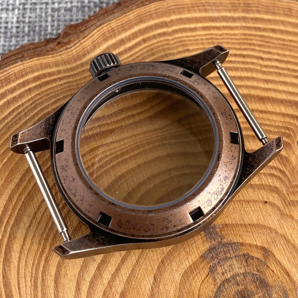 Retro Aged Distress 36/39mm Pilot Copper Color Watch Steel Case Fit NH35 ETA2824