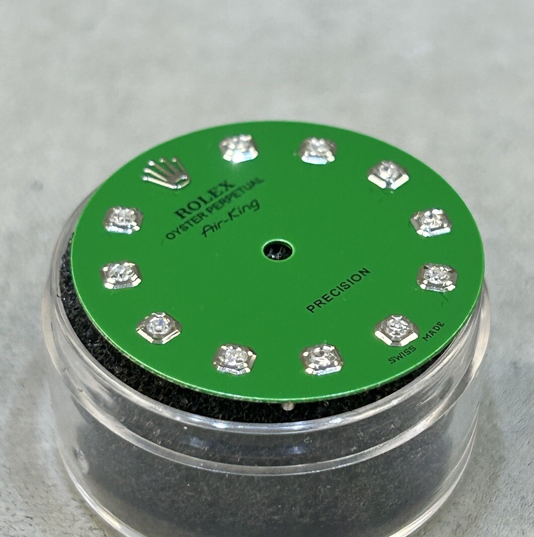 Rolex Air-King 34mm Custom Green Diamond Dial For Models 14000 14010 14200