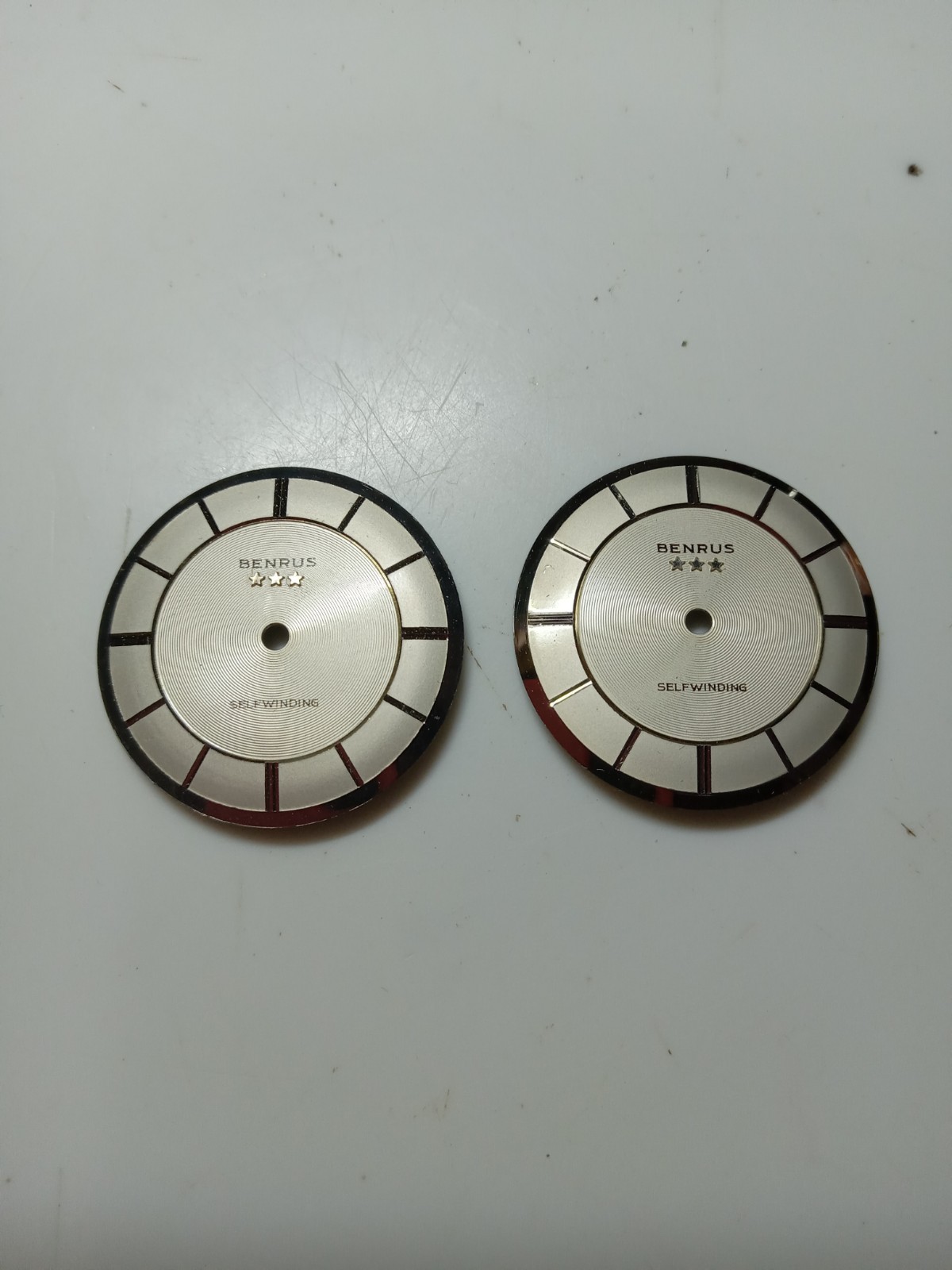 ( LOT OF 2 ) BENRUS 3 STAR SELF WINDING WATCH DIAL NOS / PART 28.3 MM