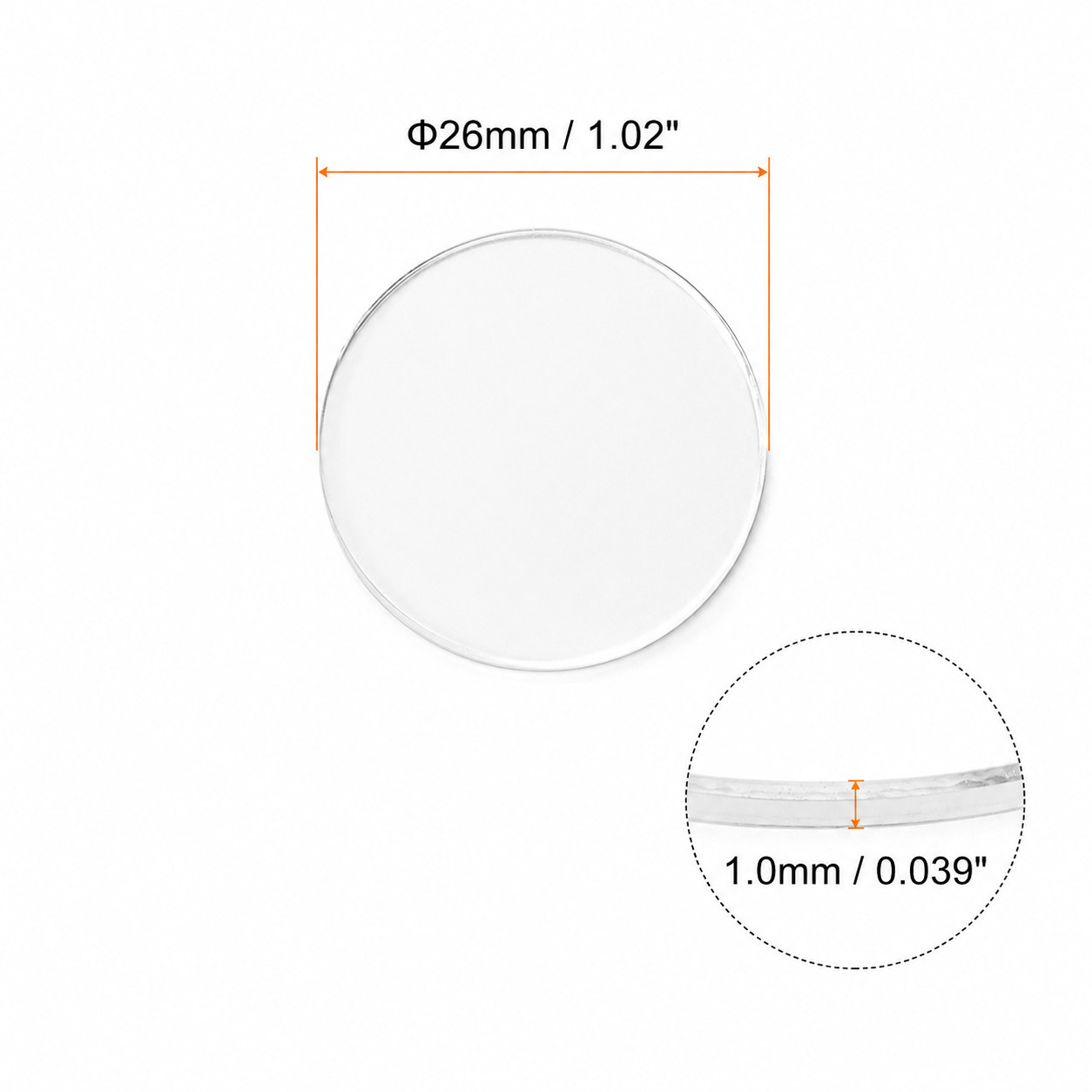 2pcs Watch Crystal Glass Lens 26mm x 1.0mm Beveled Edge Flat Glass Crystals Lens