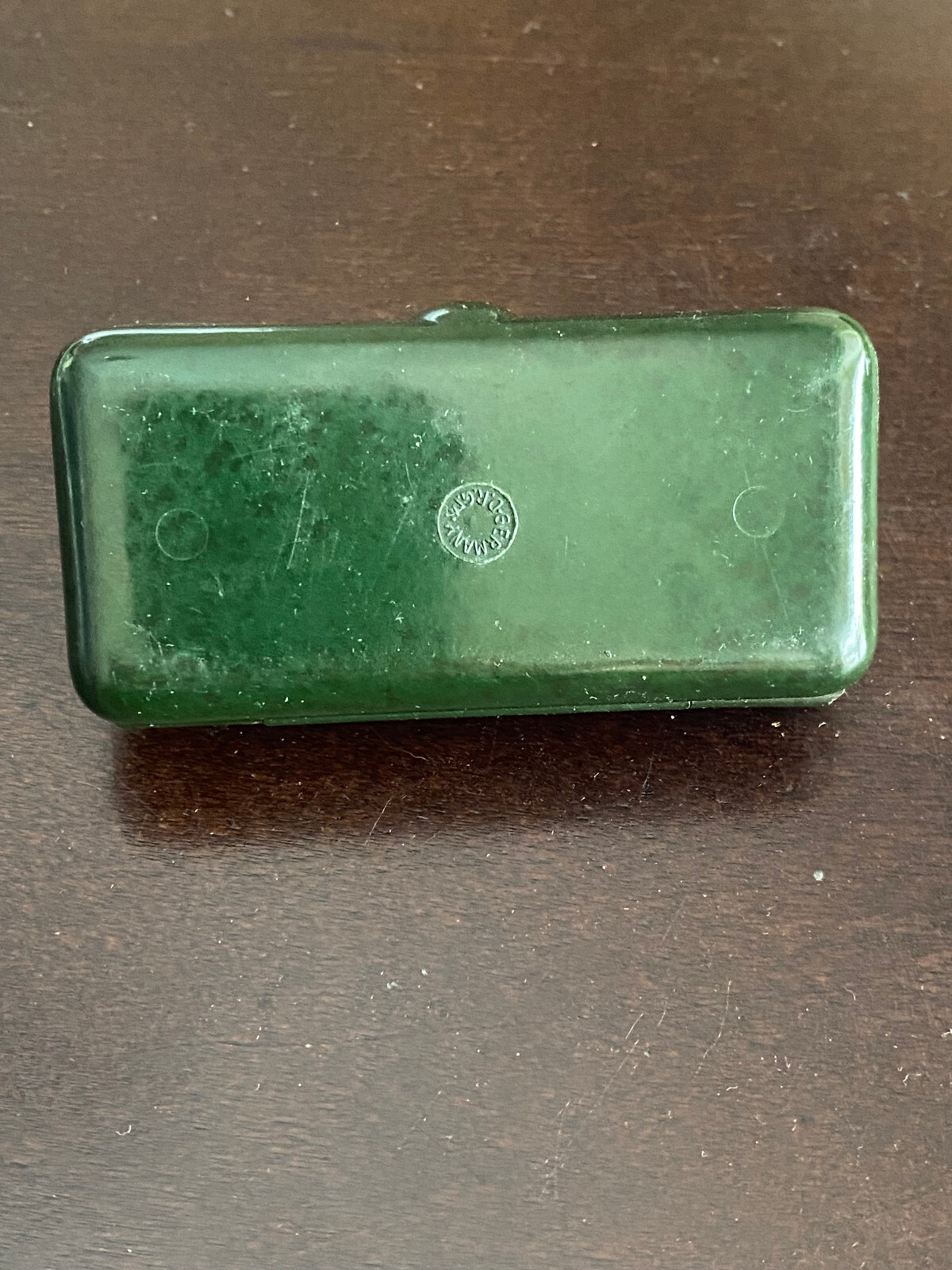 VINTAGE FR.AUG.MICHELET OSLO JEWELRY BOX ONLY, BAKELITE, GREEN, GERMANY, NICE