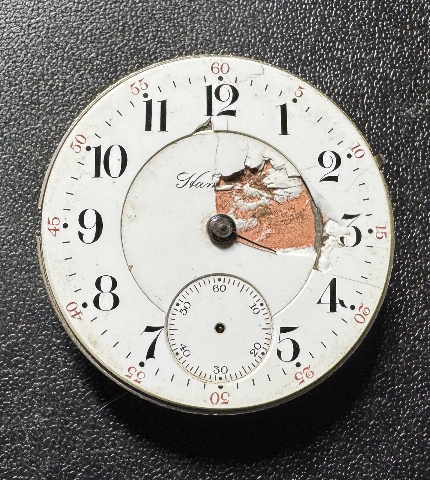 1906 HAMILTON 18S 17J PW LS GRADE 926 ADJUSTED POCKET WATCH MOVEMENT & DIAL