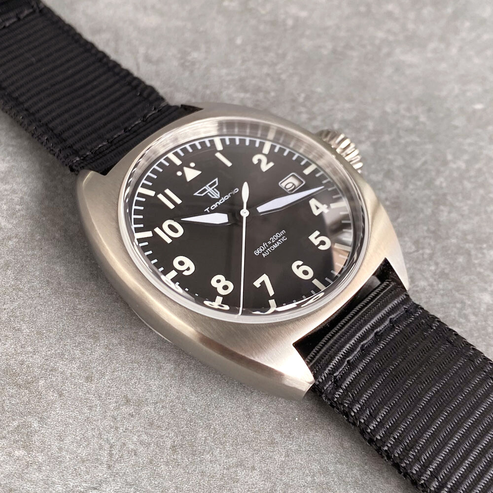 NEW 40mm Military Men Double Domed AR Sapphire NH PT Movt Luminous 20atm Brushed