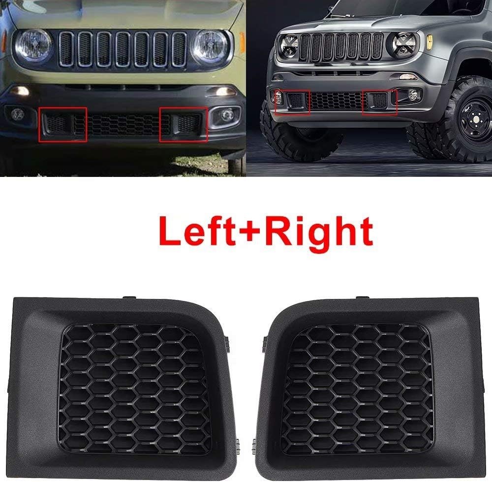 Front Bumper Grille Insert Bezel Cover Replacement (LH + RH) for Jeep Renegade 2