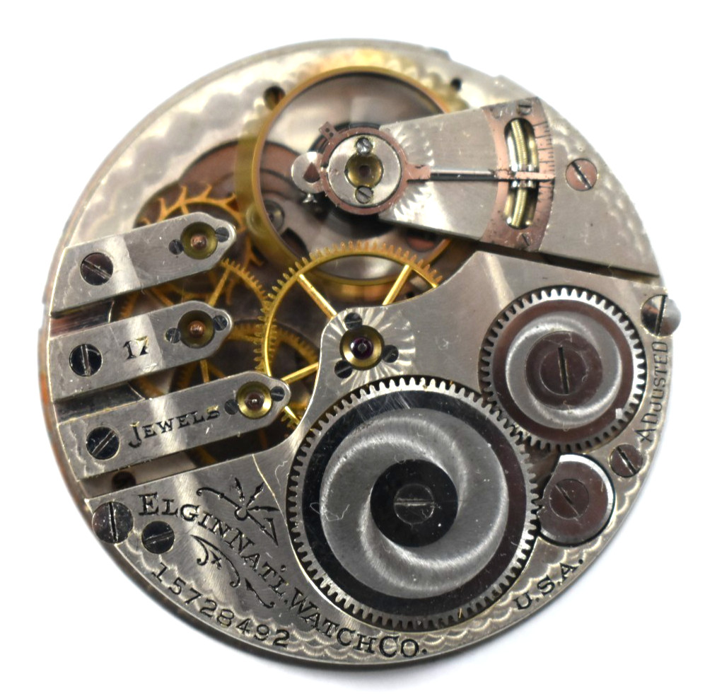 Vintage Elgin Grade 382 16s 17J OF Pocket Watch Movement lot.wh