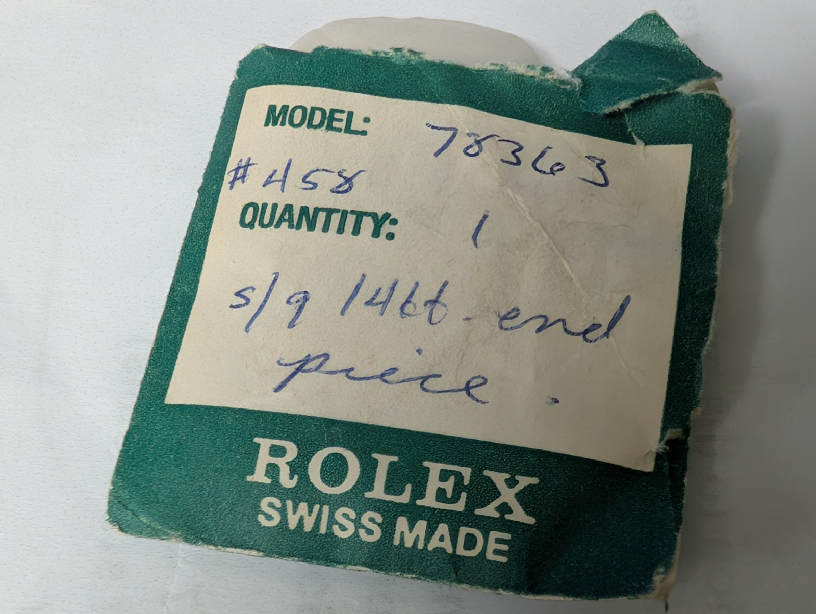 Genuine Rolex END PIECE two toned gold/Steel 458 stamped on it, Model 78363 20mm