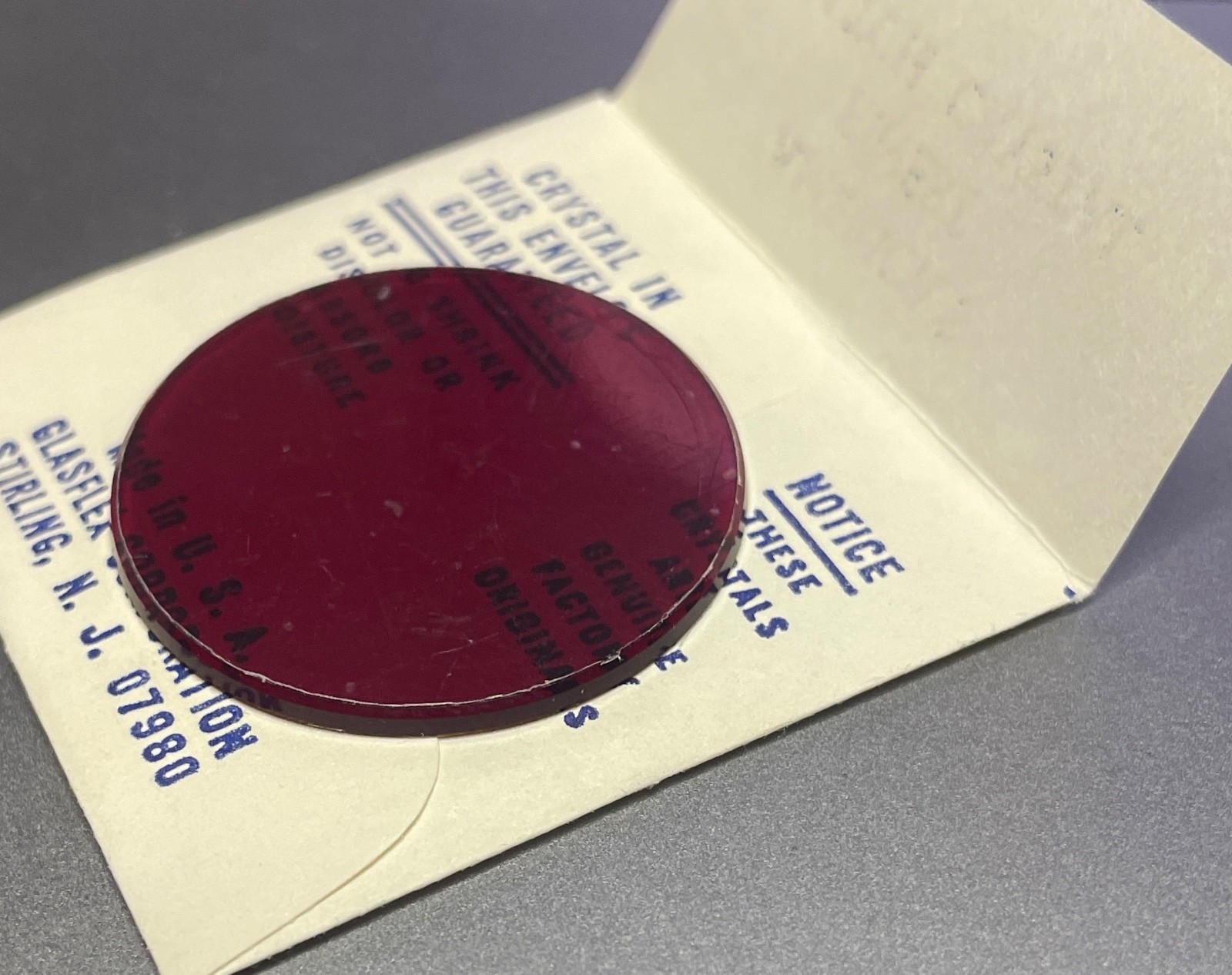 Vintage 30.8mm Red LED Round Plastic Watch Crystal New Old Stock by Glasflex