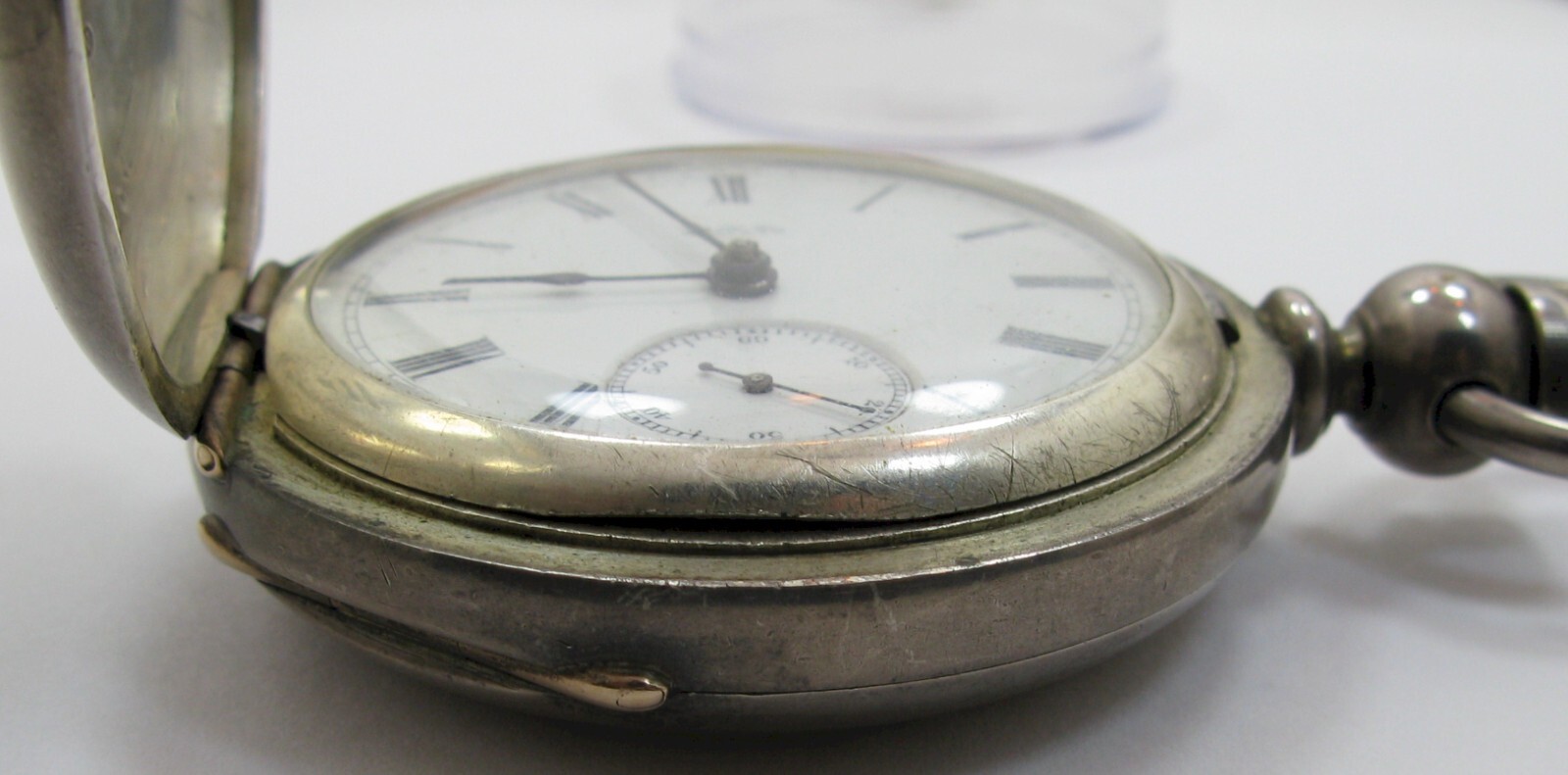 Waltham Dueber Coin silver hunting Pocket Watch 18s 1893 15j. Bartlet #1,639,631