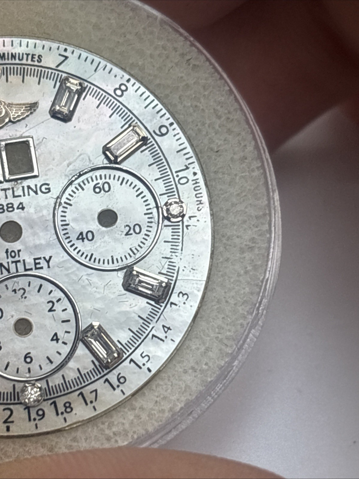 Breitling Bently White Mop Aftermarket Dial with Baguette And Round Natural